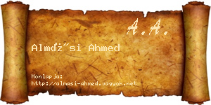 Almási Ahmed névjegykártya